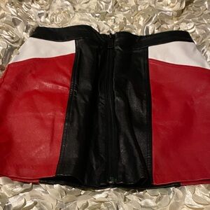 Colorblock Faux Leather Mini Skirt